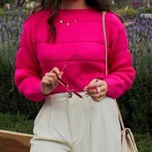 Cute hot pink knitted sweater.